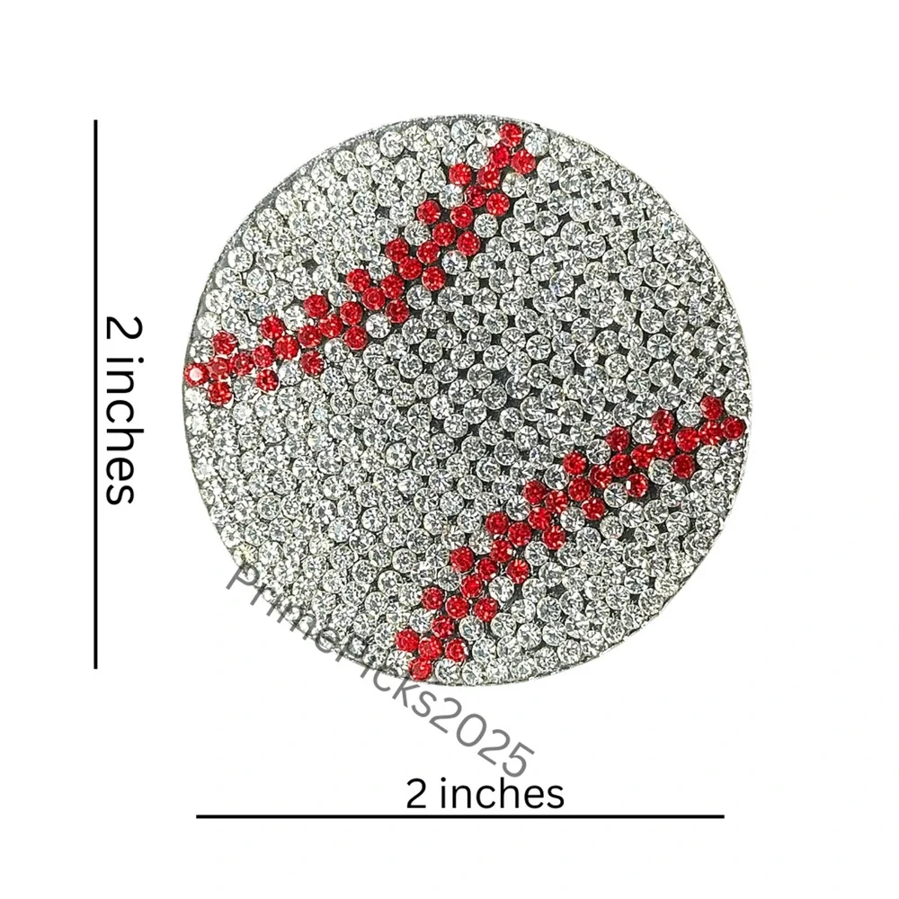 ⚾ Baseball Rhinestone Iron-On Patch 2 inch – Crystal DIY Bling Applique Baseball
